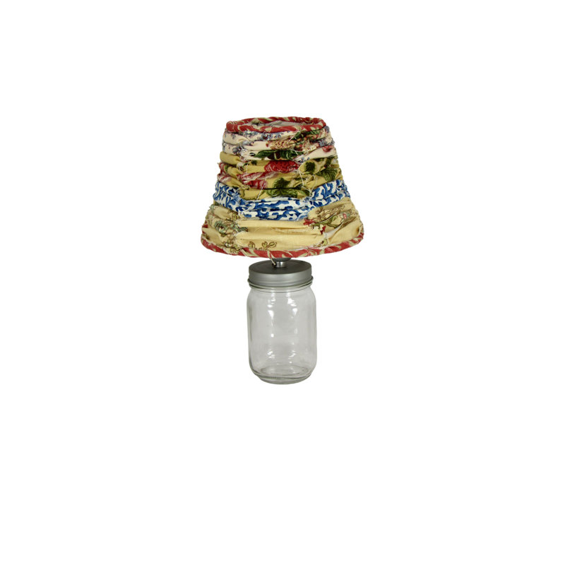 Lampe d'appoint en pot transparent avec abat-jour chiffon multicolore