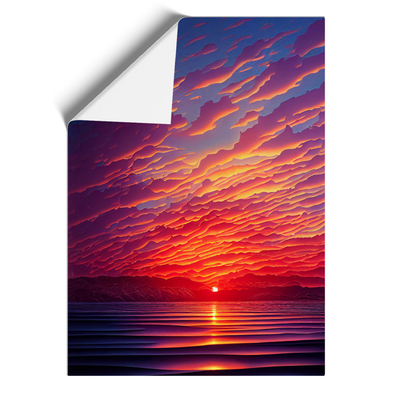 Vibrant Ocean Sunset - Wall Art, 42cm H x 29.7cm W, Paper, No Matte