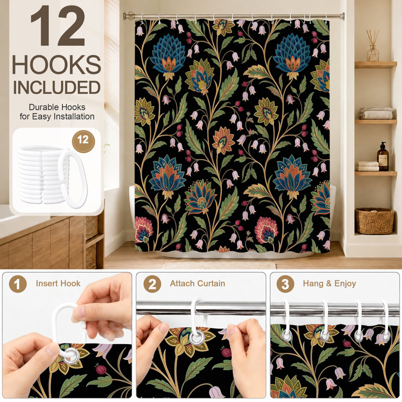 Shower Curtains with Hooks Included