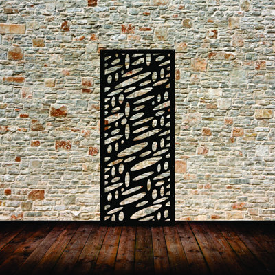 Panneau d'intimité ovale en aluminium découpé au laser - Art mural extérieur thermolaqué en métal, paravent de clôture de jardin décoratif
