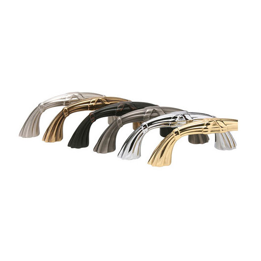 Poignée arquée Emtek Ribbon and Reed, 3.5", Nickel antique