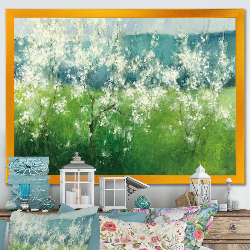«Green Mountain Spring», reproduction d'art sur toile, Cadre doré, H 20 po x l 20 po x P 1 po