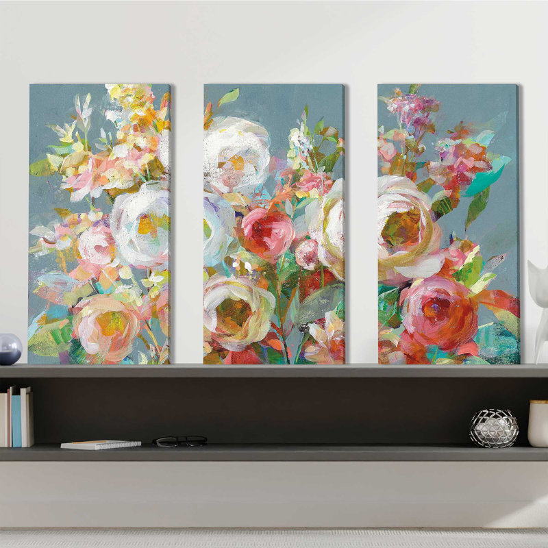 Joy of the Garden Square I - Reproduction d'art sur toile tendue à pièces multiples, H 24 po x l 36 po x P 0,75 po