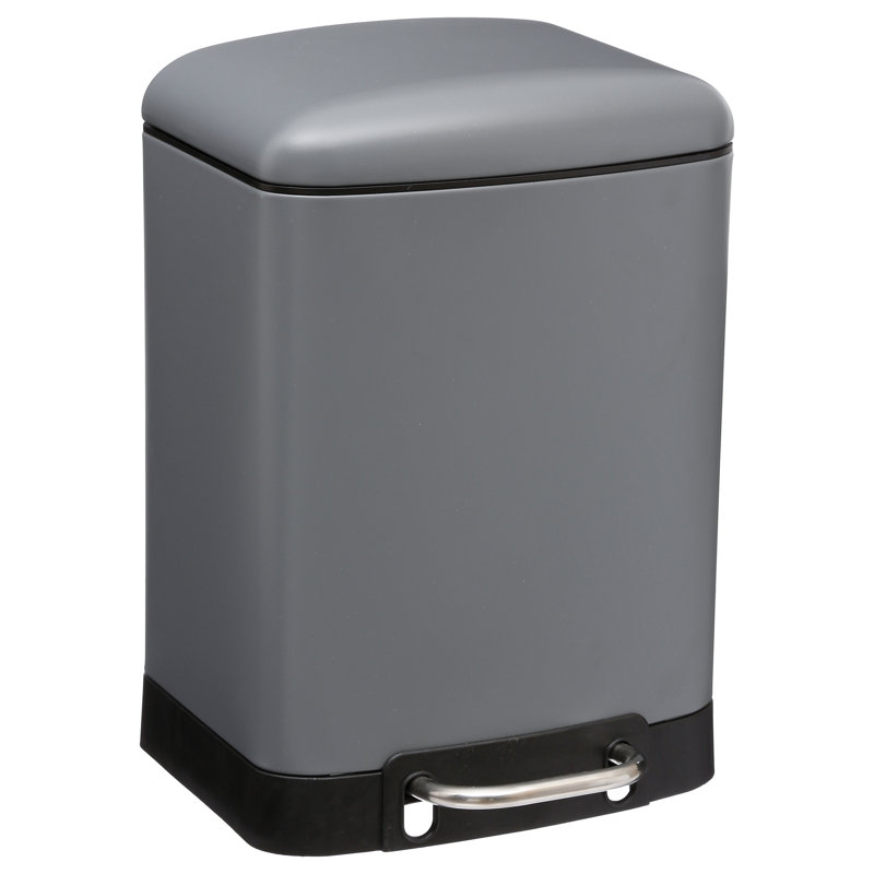 Krupp Metal Step On Kitchen Trash Can, 6 L, Black