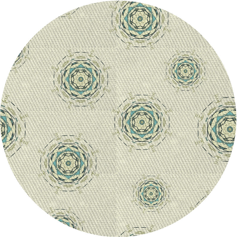 Tapis zone beige à motifs, Rond 7 pi
