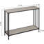 Console 42 po à 2 niveaux avec tablette en verre, canapé industriel pour entrée et couloir