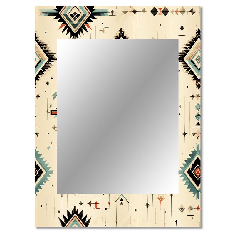 Zean Tribal Nomad Boho Pattern - Geometric  Unique Wall Mirror Decor, Geometric Large Mirror, Printed Metal Art, 40" x 30"