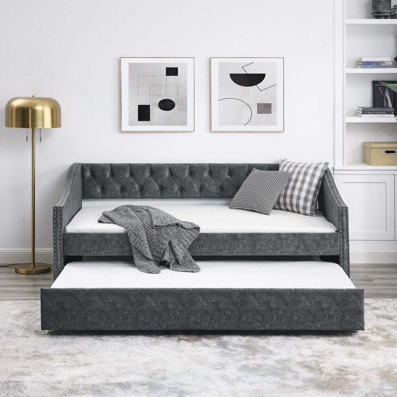 Nadege Upholstered Daybed, Gray, Twin