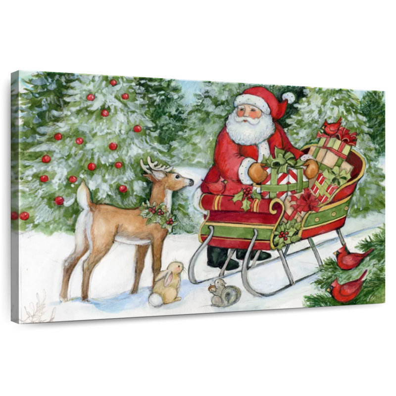 Père Noël et traîneau Woodland, H 24 po x l 36 po