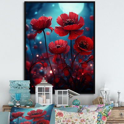 Red Reflective Ruby Red Poppy Radiance - Poppies Wall Art