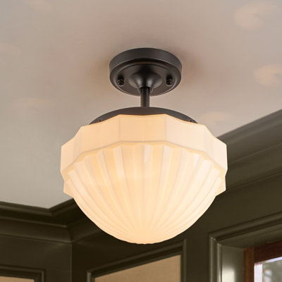 Neroli 1-Light Sculpted Milk Glass Semi-Flush Mount Ceiling Light
