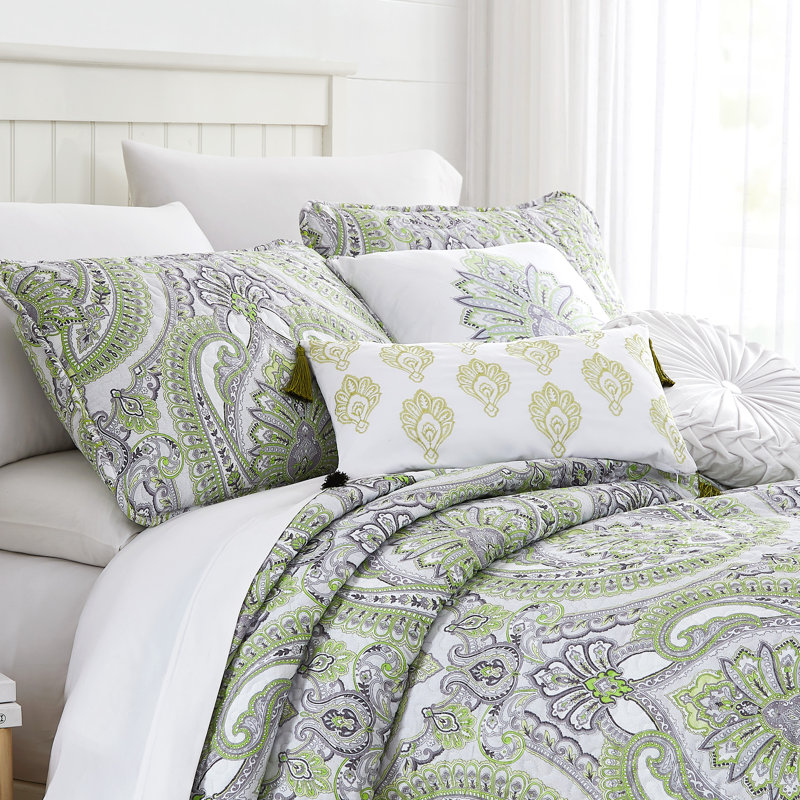 Pure Melody Microfiber Bohemian Paisley 6-Piece Oversized Quilt Set by Southshore Fine Linens, Green