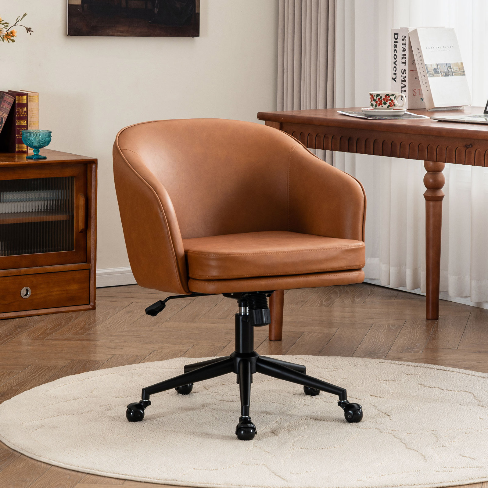 Toscani Office Chair with Lumbar Support, Brown Faux Leather