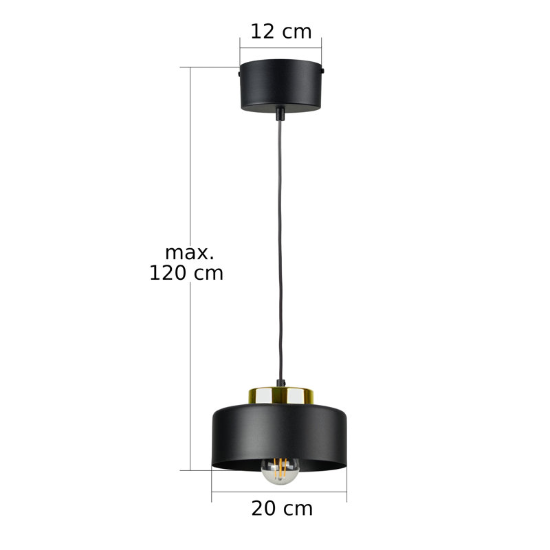 1 - Light Drum Pendant, Black