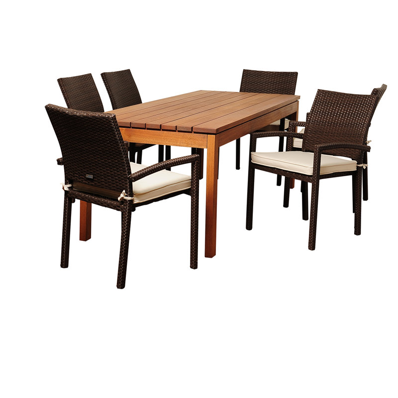 Ensemble repas d'extérieur 7 pièces avec coussins Avva