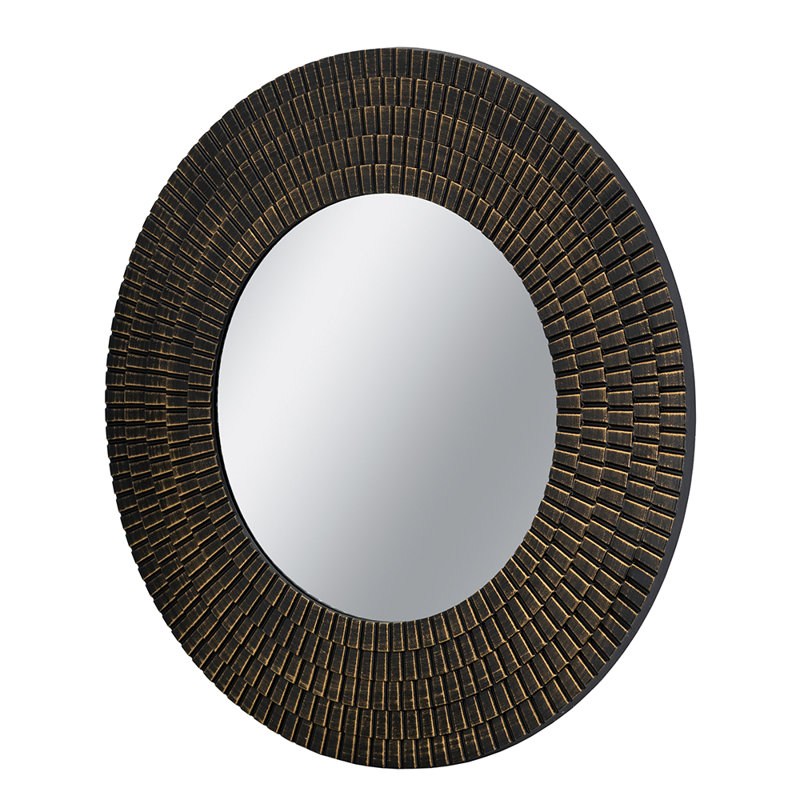 Miroir d'appoint rond avec texture tissée et verre