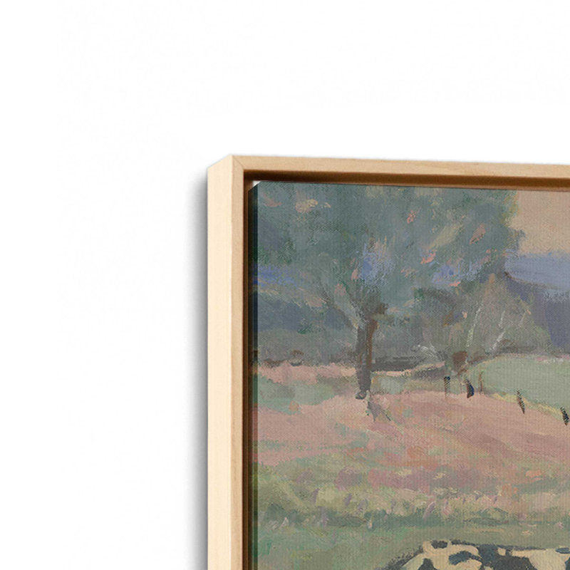 «Cows in Pasture» par Stephen Calcasola, reproduction d'art sur toile, H 12 po x l 16 po, Tanné