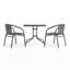Table carrée en verre et métal de 28 po avec bordure en rotin et 2 chaises empilables en rotin Amlie-1535010309