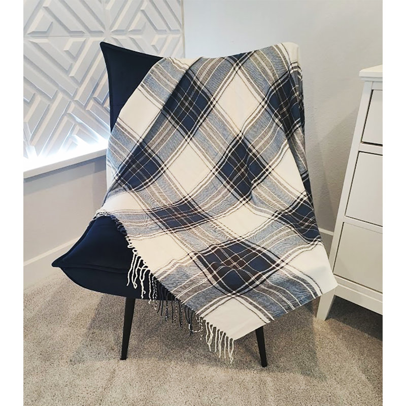 Sevan Collection Hand Woven Throw Blanket, Navy Blue