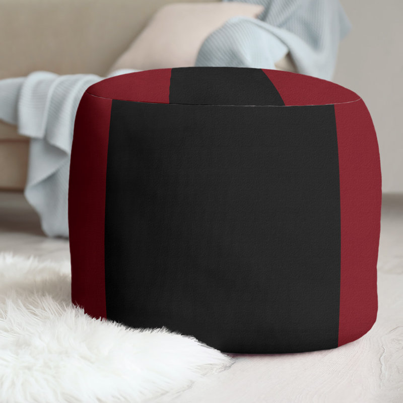 Upholstered Ottoman, Garnet/Black/Garnet