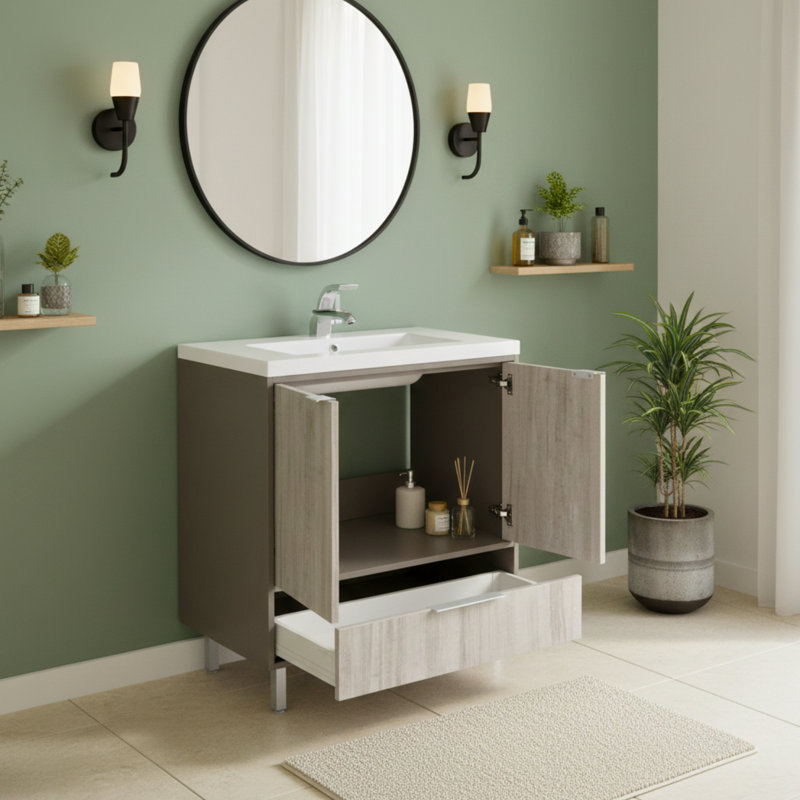 London Freestanding Standard With Solid Surface Top