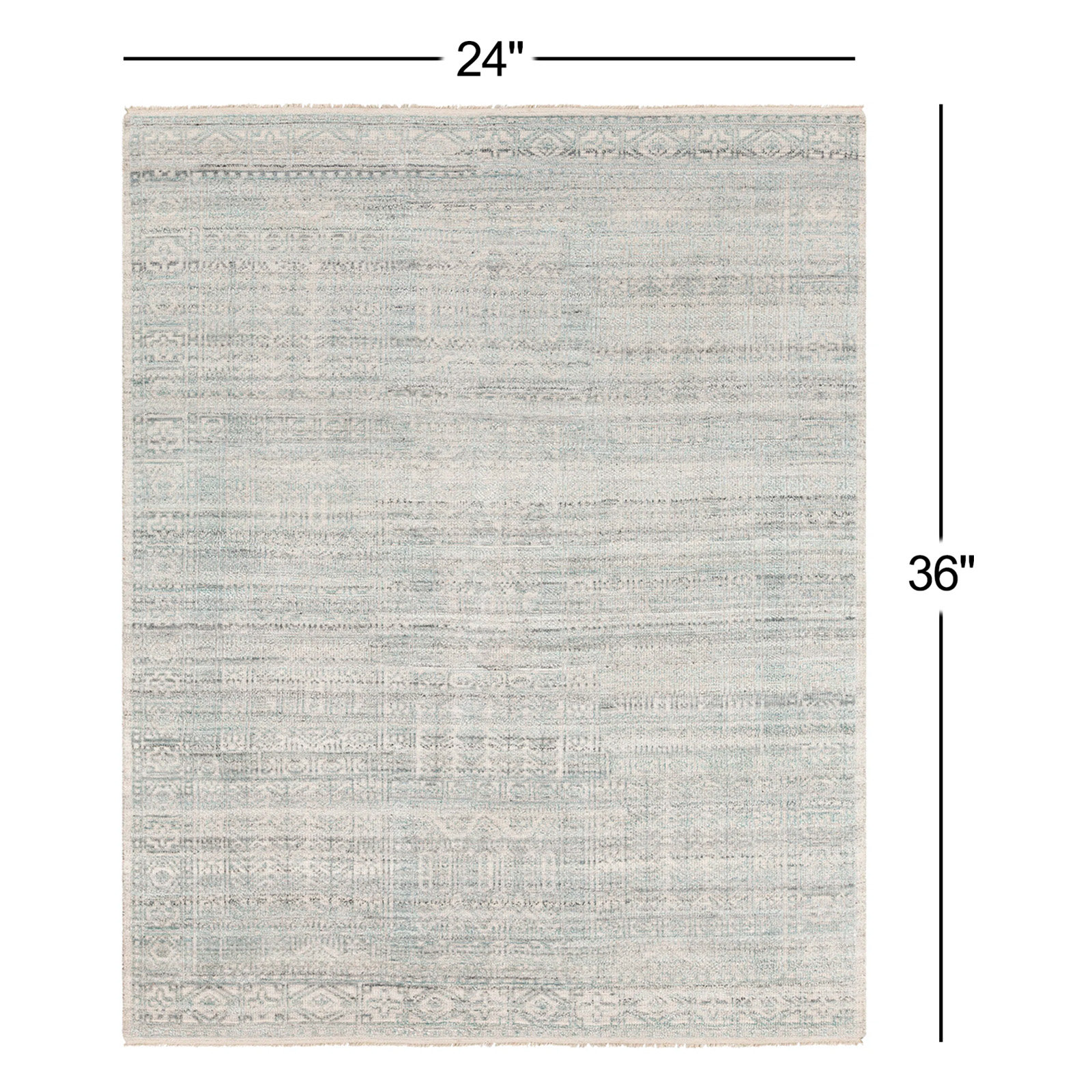 Indrakumar Teal Gray Hand-Knotted Rug, Rectangle 6' x 9'