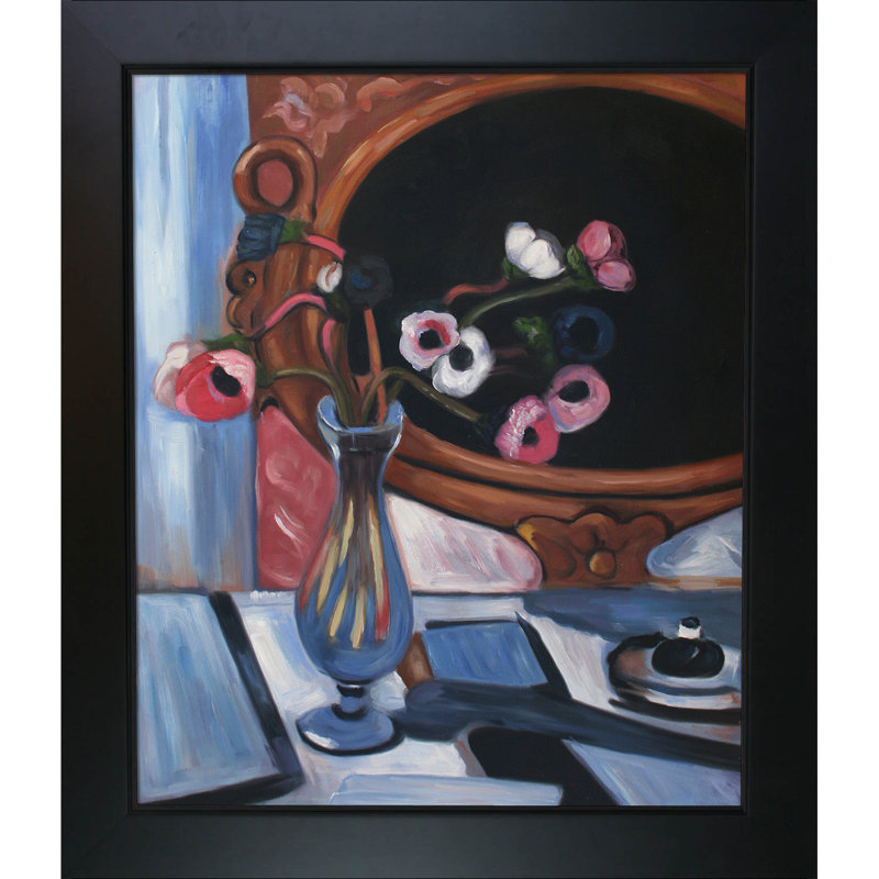 «Anemone and Mirror» par Henri Matisse - Reproduction d'art sur toile encadrée, H 28,75 po x l 24,75 po x P 2 po