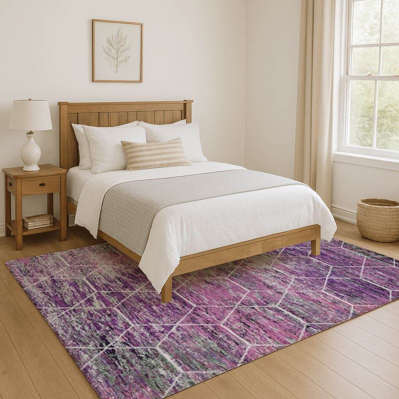 Premium Machine Washable Lubbers AMF1724 Geometric Rug, Rectangle 3' x 5'