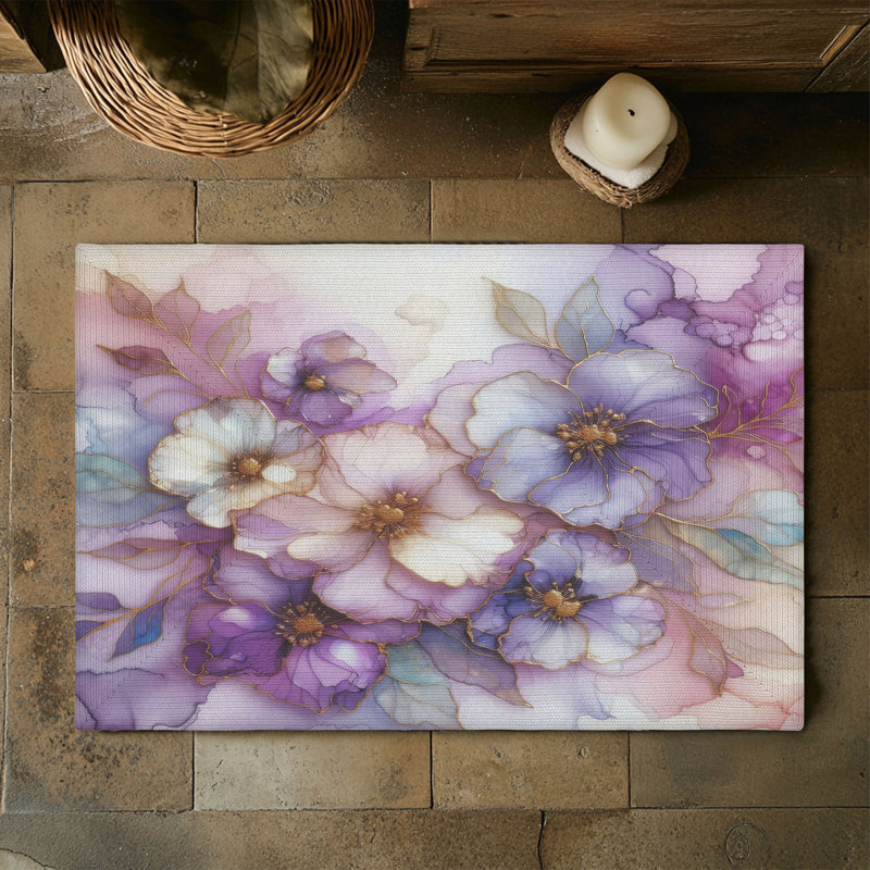 Tapis tressé à l'encre lilas, Rectangulaire 3 pi x 5 pi