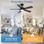 Ventilateur de plafond de 42 pouces avec éclairage et télécommande, 3 températures de couleur, moteur CC silencieux, réversible, pour chambre, salon et terrasse