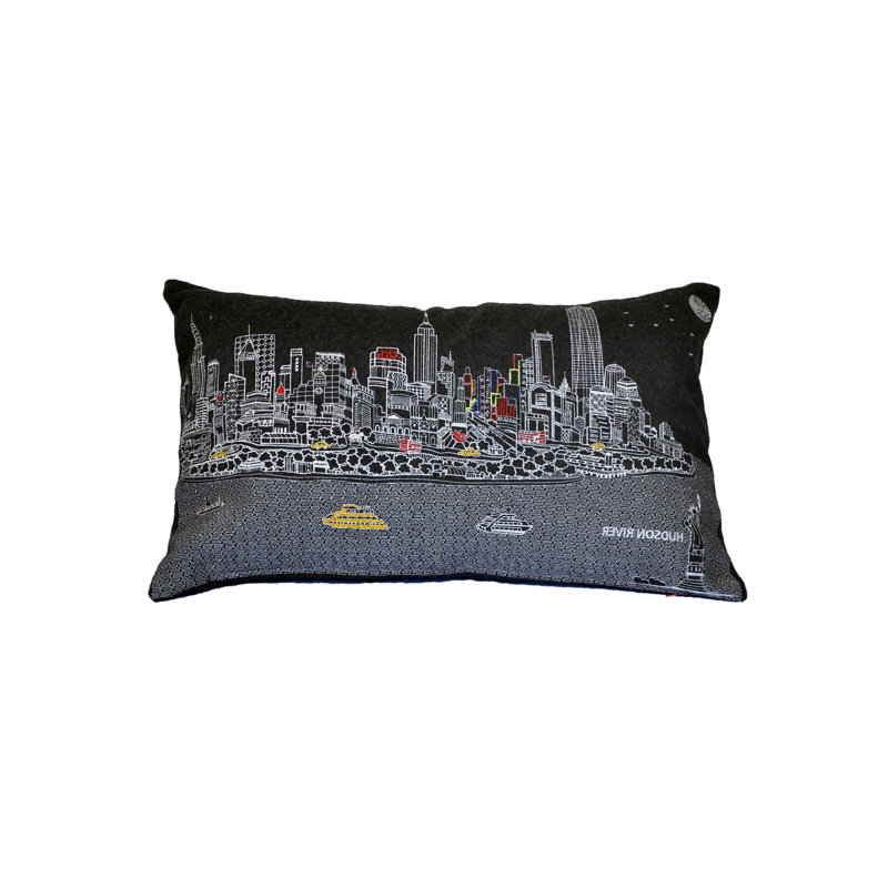 Coussin lombaire 14 po x 35 po New York, 14 po x 24 po, gris