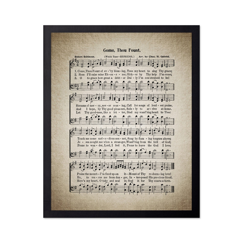 Fiche de chanson «Come Thou Fount», 16"H x 20"W, Poster, Black Framed
