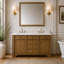 Meuble-lavabo autoportant double vasque Joselle, fini noyer clair, 152 cm (L) x 53 cm (P)-134281440