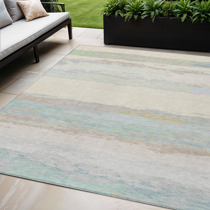 Tapis intérieur lavable abstrait ivoire 5 pi x 8 pi
