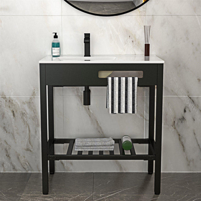 Bathroom Ceramic Console Sink With Overflow