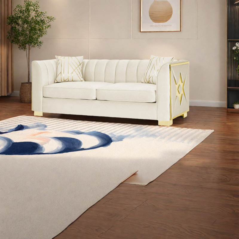 Canapés luxueux en velours, design Chesterfield avec accents en métal doré pour la maison