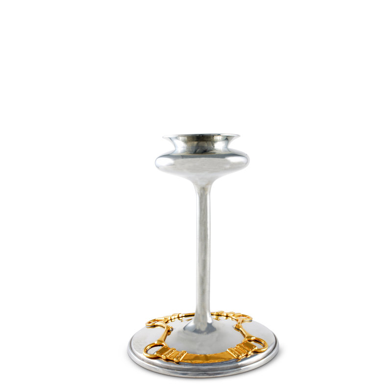 Bougeoir de table en étain équestre, Petit
