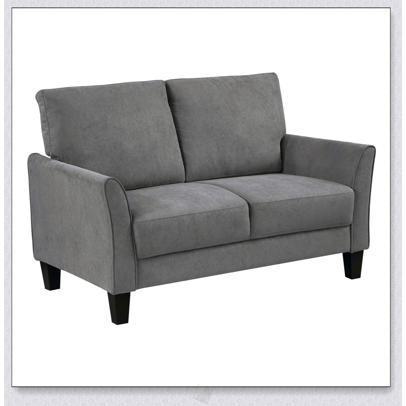 Causeuse moderne et rembourrée avec siège moelleux et cadre en bois massif durable, Gris brun