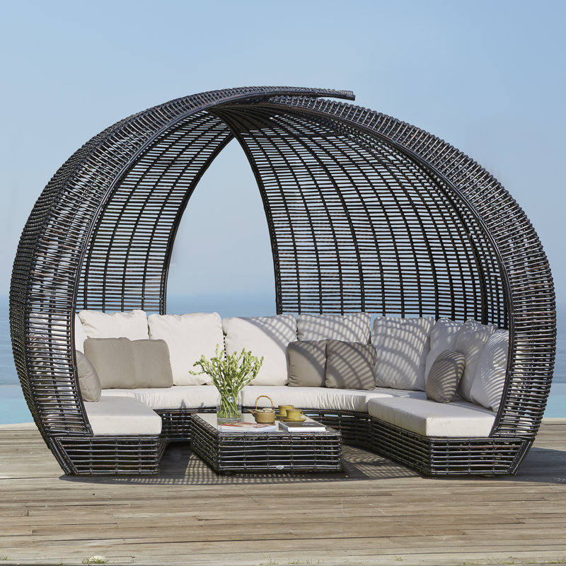 Sparta Outdoor 8 - Seat Patio Sectional, Canvas Canvas Sunbrella® Canvas, Black Mushroom
