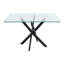 Table de salle à manger rectangulaire, table de salle à manger en verre de 47,24 po avec pieds en métal, table de cuisine moderne pour la maison, salle à manger-370951188-370951190