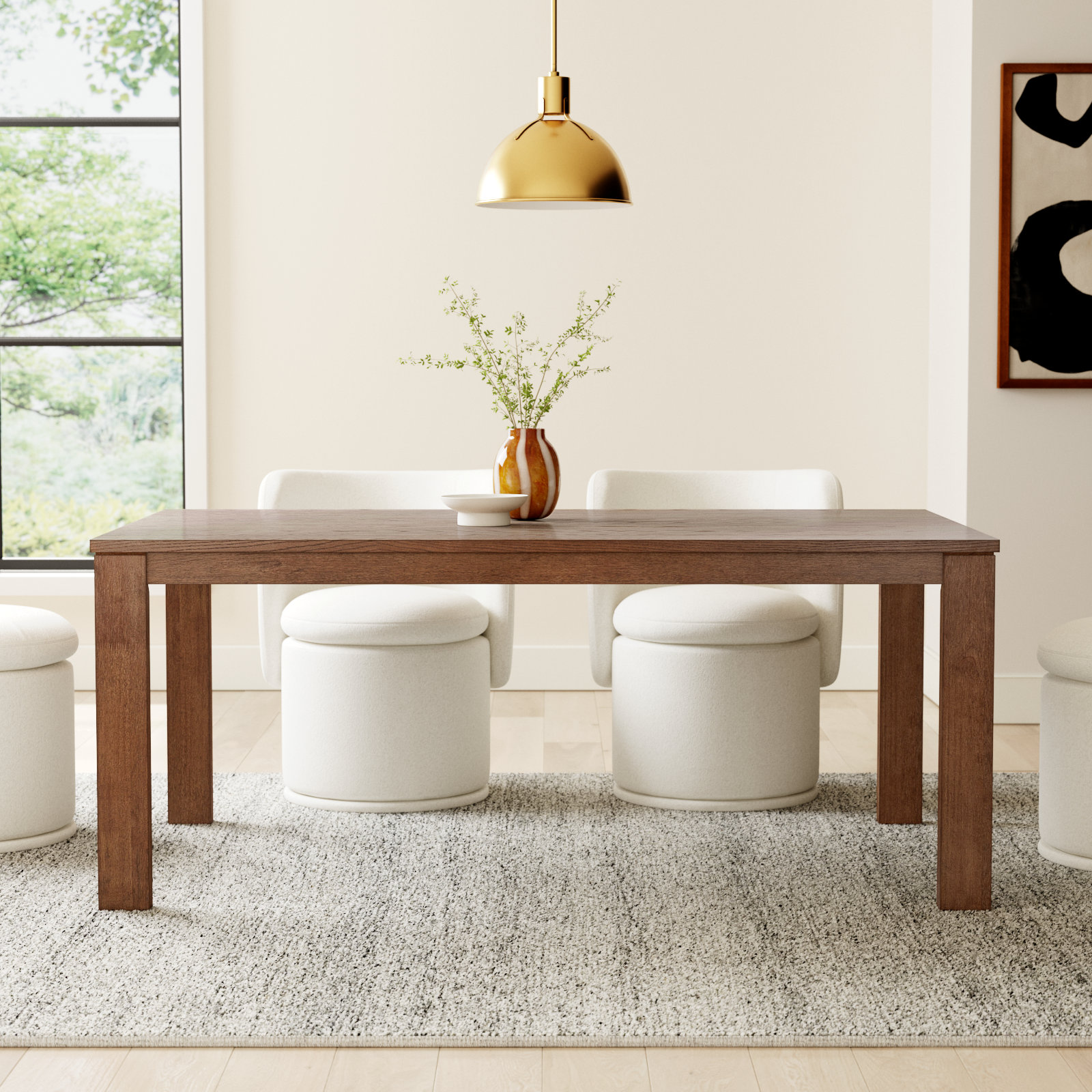 Trudie Dining Table, Medium Oak, 30"H x 70"L x 40"W