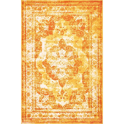 Sandrine Ikat Area Rug in Orange