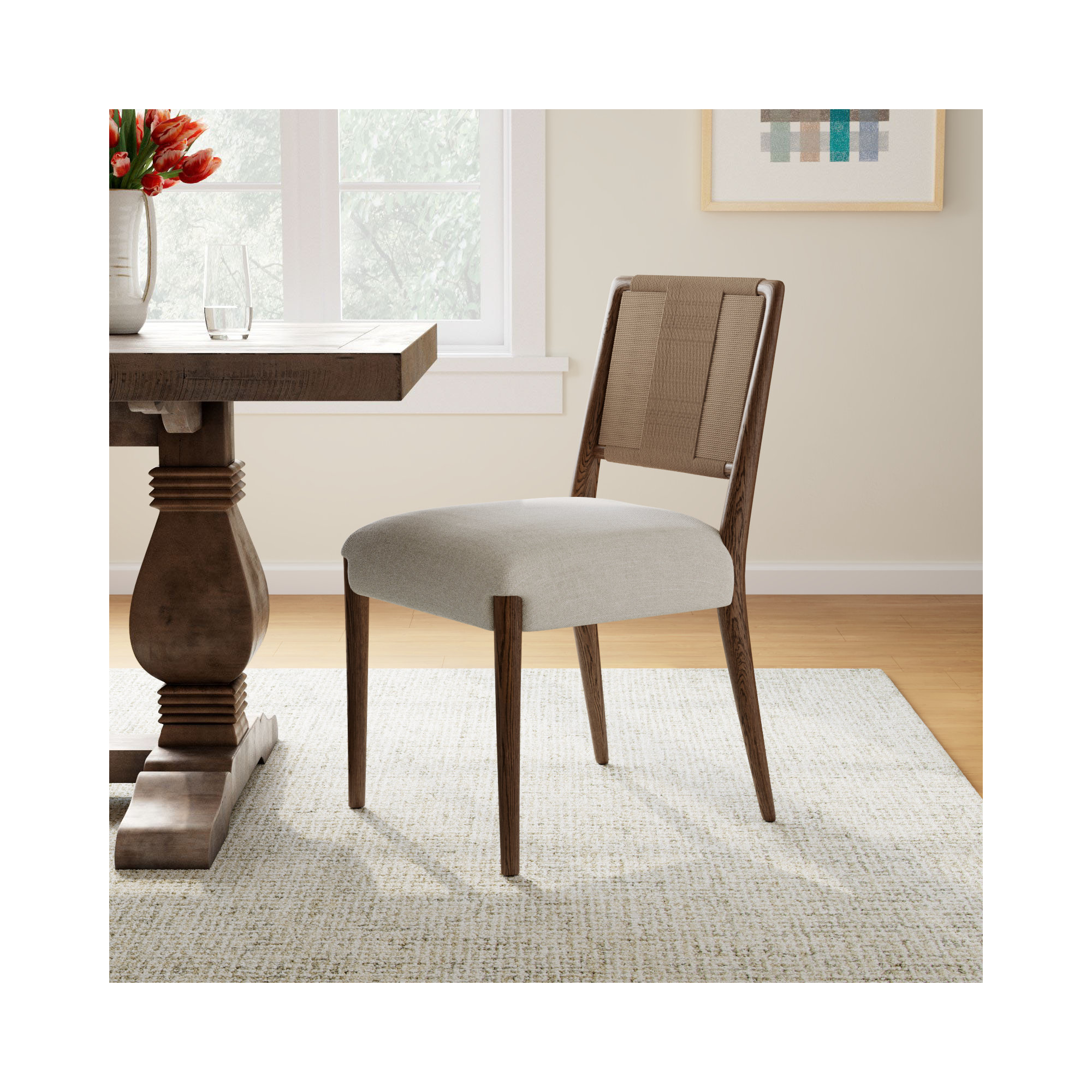 Betha Woven Side Chair, Tan Ash, Alcala Wheat