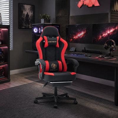 Adjustable Reclining Ergonomic Faux Leather Swiveling PC & Racing Game Chair