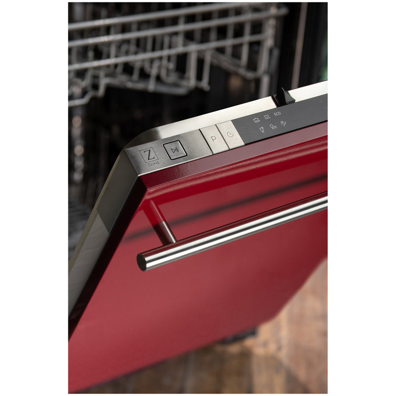 ZLINE 18 in. Compact Top Control Built-In Dishwasher with Stainless Steel Tub and Modern Style Handle, Blue Gloss, Modern