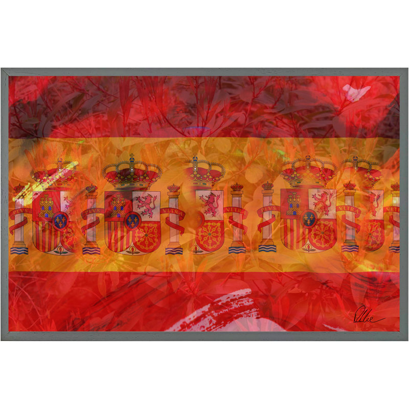 Spain Flag - Single Picture Frame Print, 41cm H x 61cm W x 4cm D, Grey