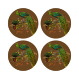 Family Pheasants Vegan Leather Round Pebble Placemat