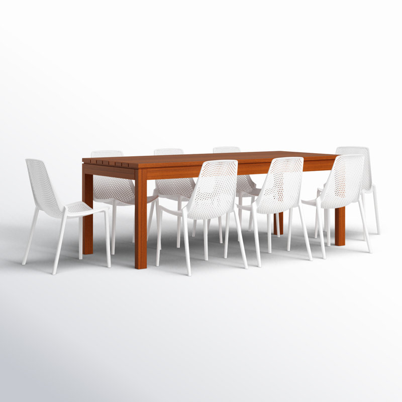 Ensemble de salle à manger rectangulaire pour 8 personnes Anautica, Blanc