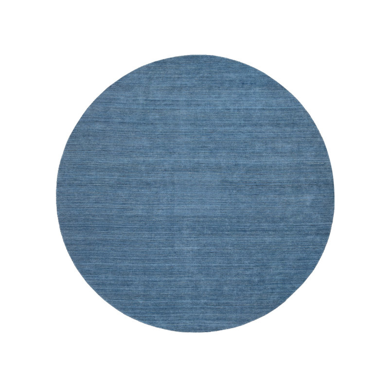 Tapis bleu denim tissé à la main de conception moderne à motif denim bleu E96C60482B374C29A87A74F11507FFBE, Rond 11 pi 9 po
