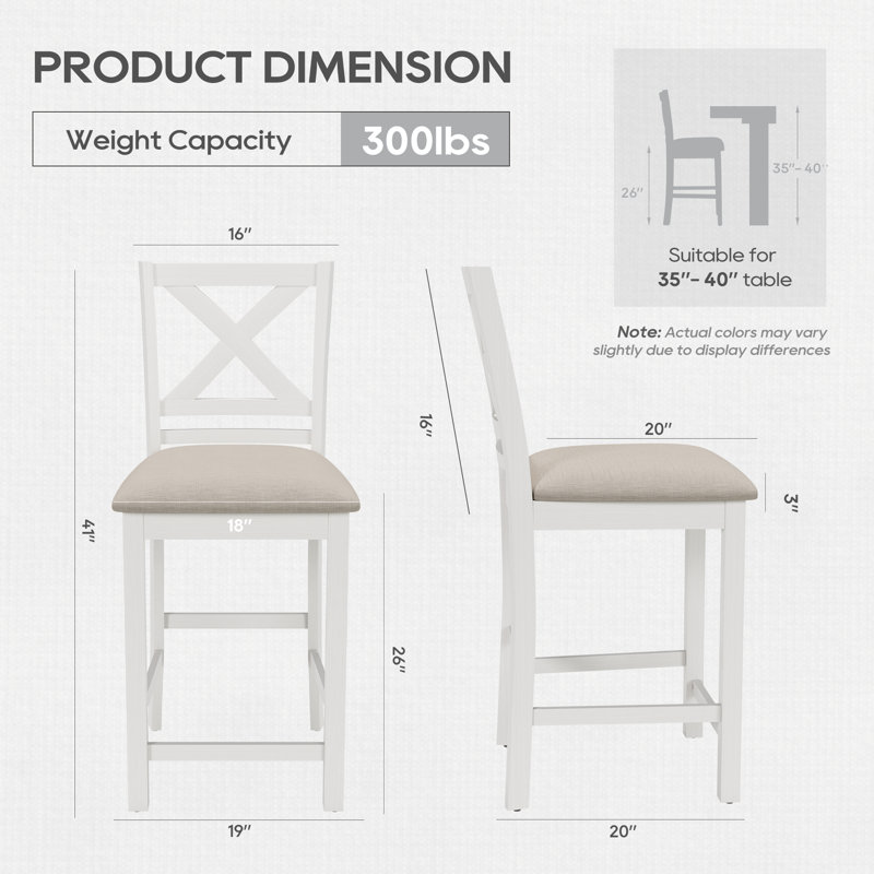 Tabouret de bar et de comptoir en X avec dossier en X, Grey White, 4